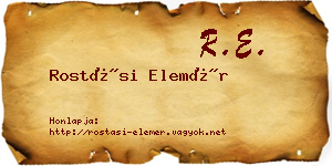 Rostási Elemér névjegykártya